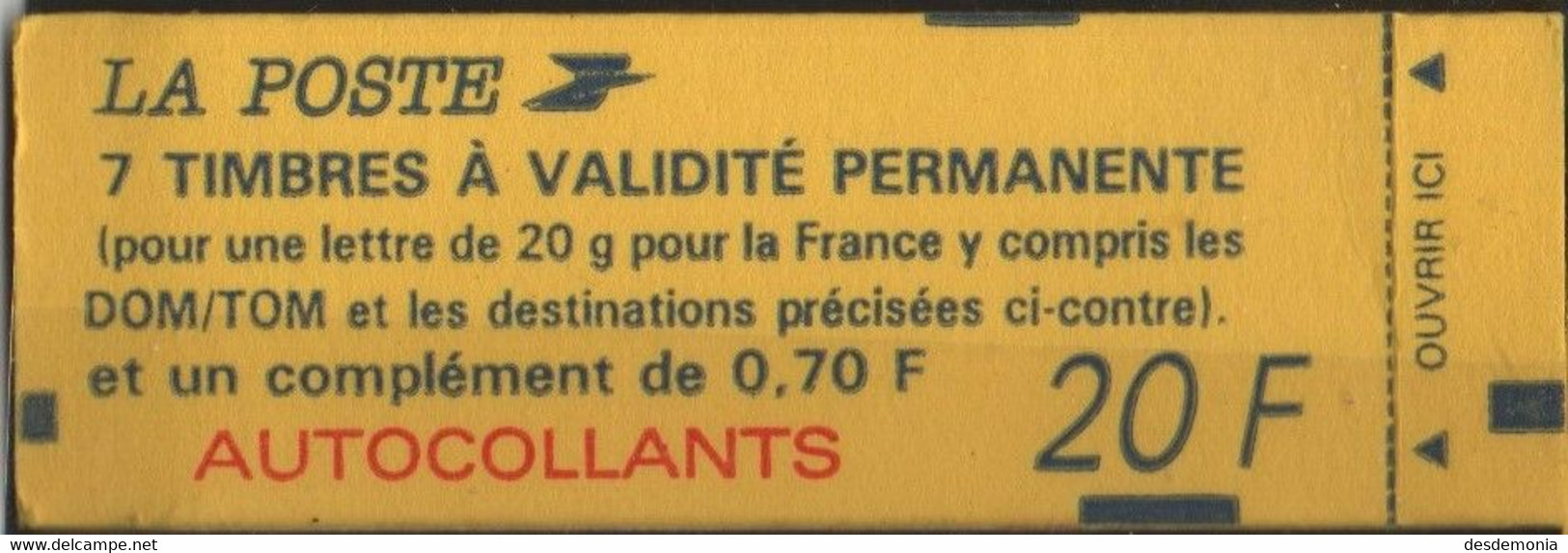 France Maury Carnet 504a (Yvert 1505a) ** Marianne De Briat 0.7FF Papier Fluorescent - Booklets