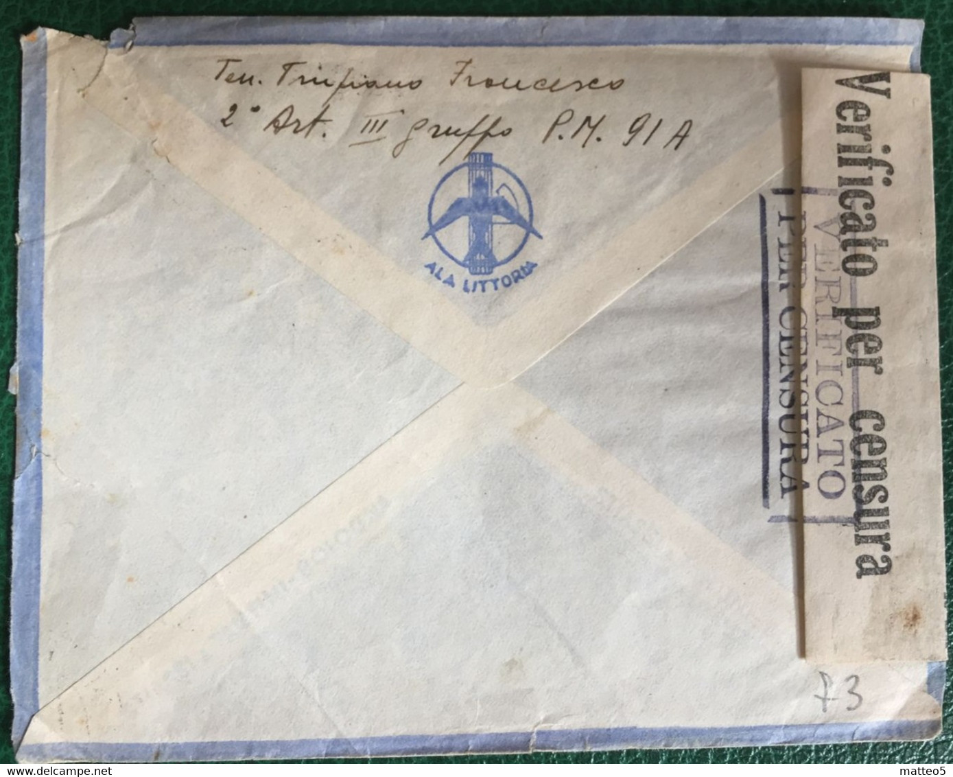 1941 - Italia Regno - Posta Militare - Via Aerea . Busta Viaggiata  Per Pola - Controllo Censura - 104 - Military Mail (PM)