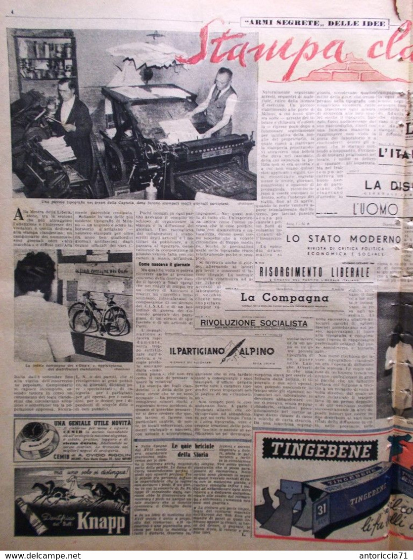 La Domenica Degli Italiani Corriere 29 Luglio 1945 WW2 Stampa Clandestina Lirica - Guerra 1939-45