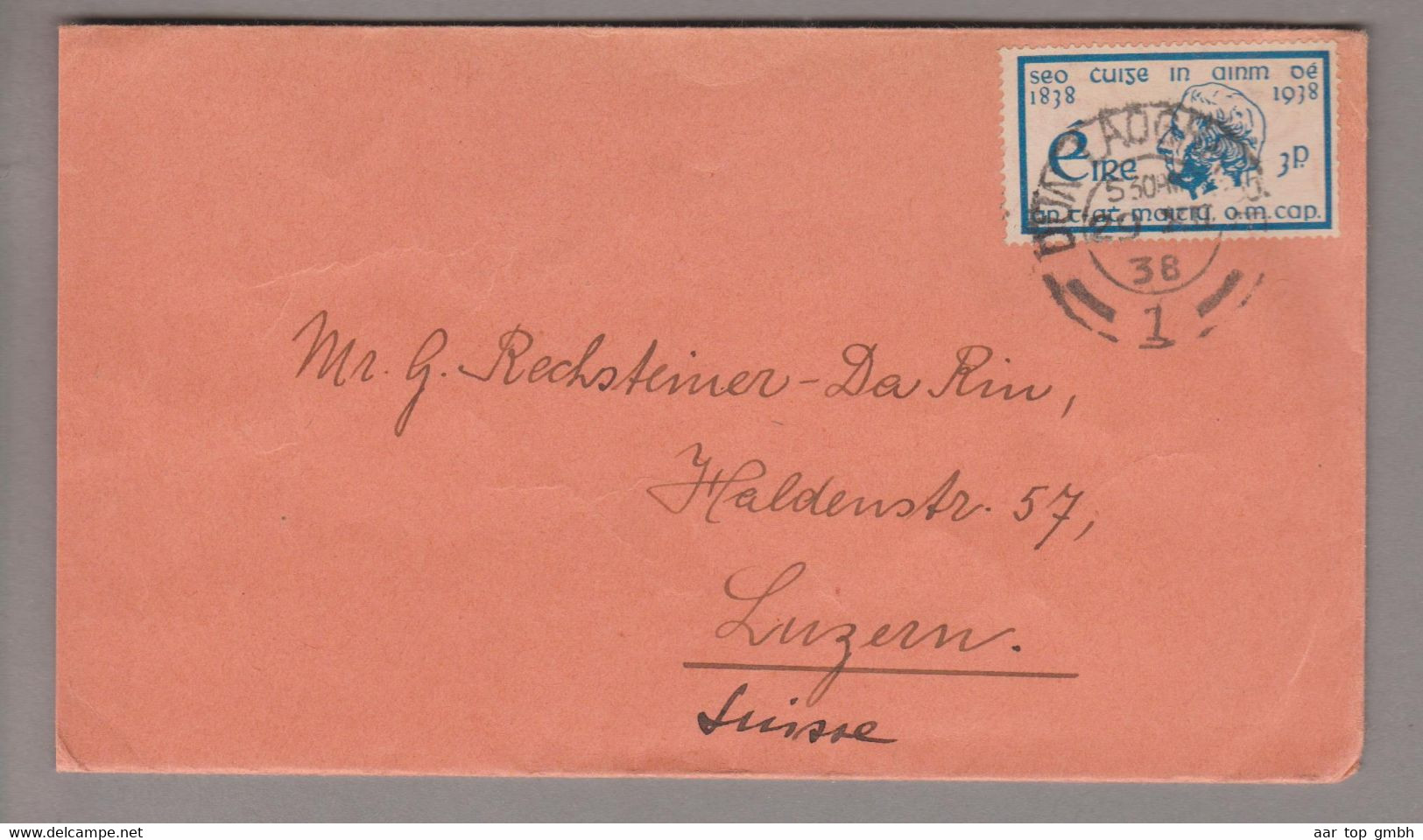 Irland 1938-12-29 Dun Laog Brief Nach Luzern - Brieven En Documenten