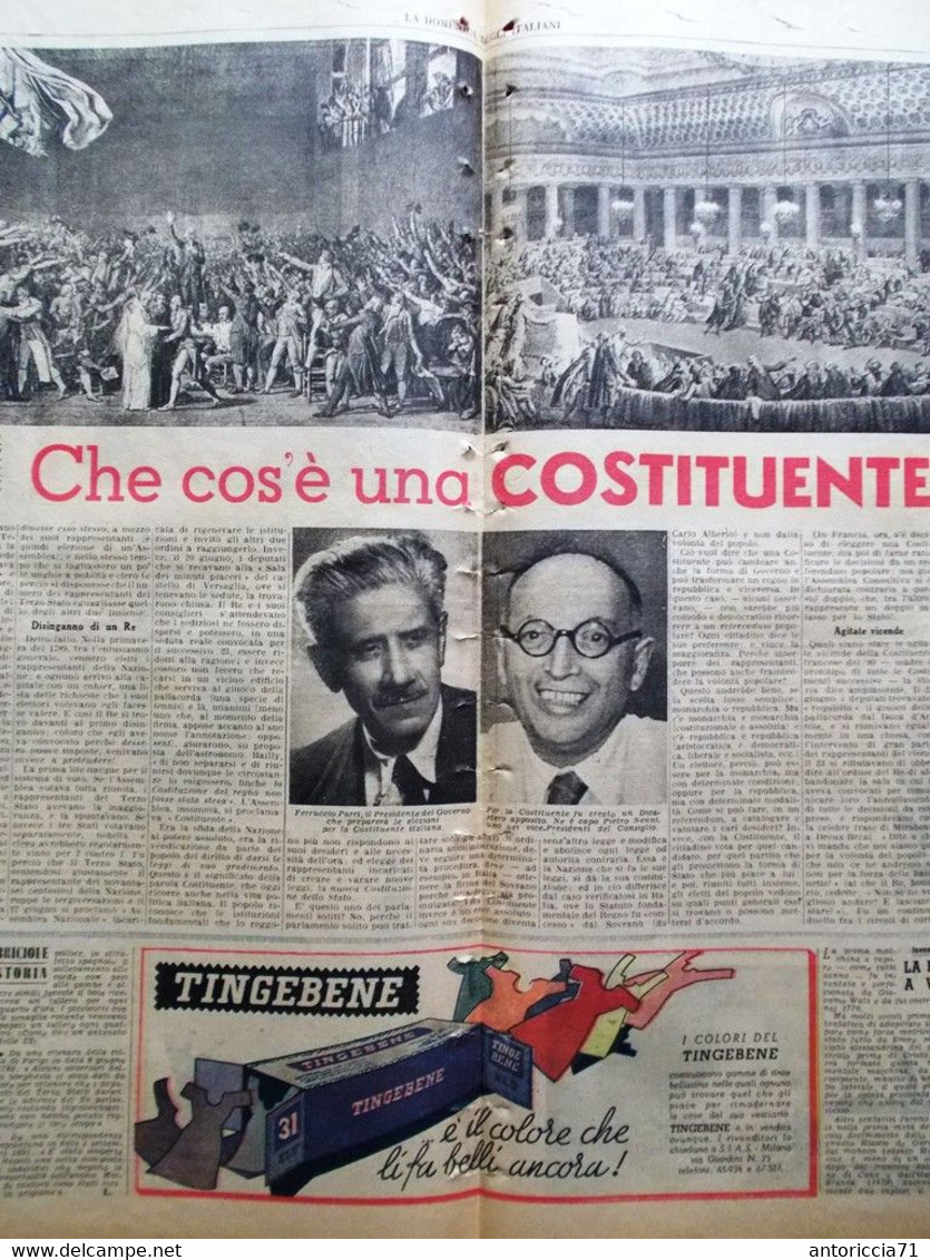 La Domenica Degli Italiani Corriere 12 Agosto 1945 WW2 Pétain Costituente Cinema - Guerra 1939-45