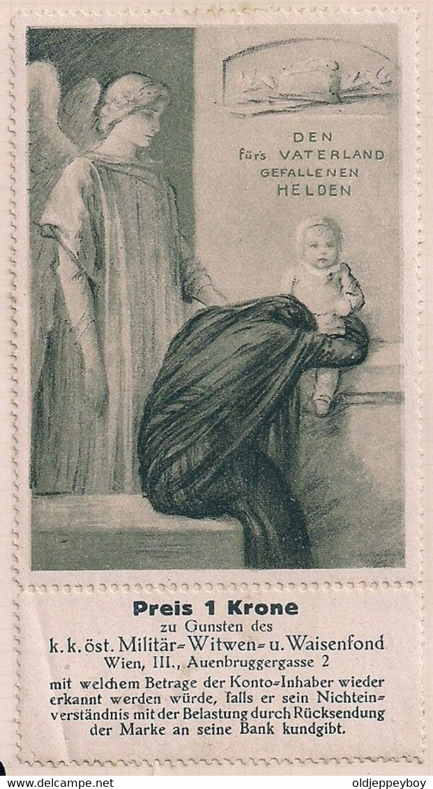 WW1 GERMANY AUSTRIA BIG CINDERELLA VIGNETTE Prague Mähren Czechia Bohemia Widow Orphan Aid Charity Austria KuK Charity - 1. Weltkrieg