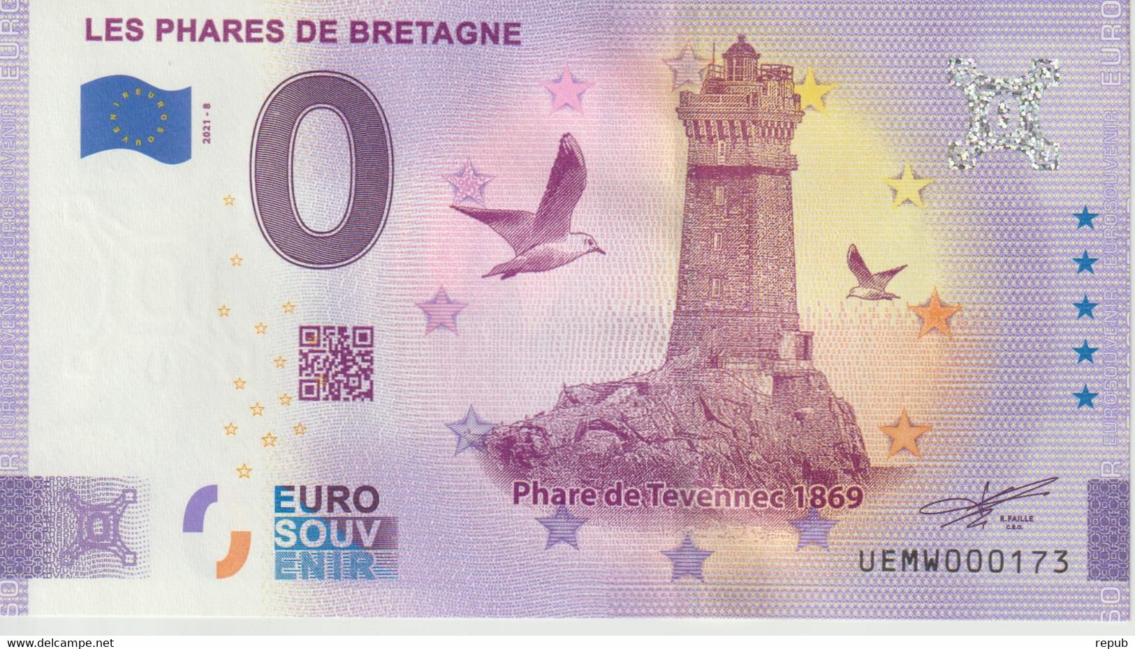 Billet Touristique 0 Euro Souvenir France 29 Phares De Bretagne 2021-8 N°UEMW000173 - Pruebas Privadas