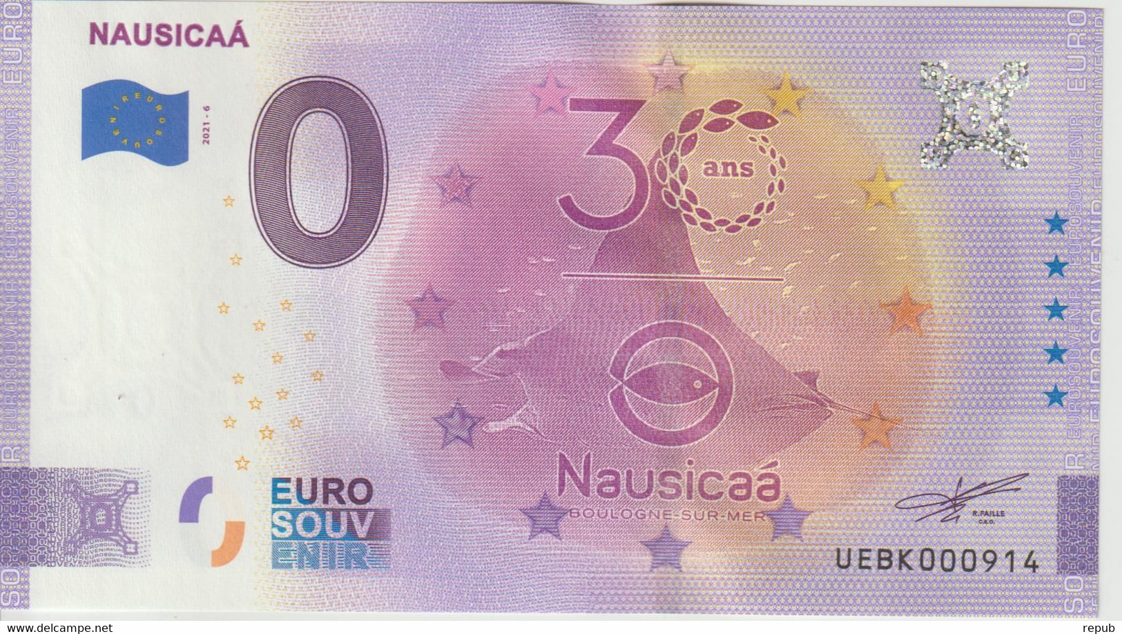 Billet Touristique 0 Euro Souvenir France 62 Nausicaa 2021-6 N°UEBK000914 - Privatentwürfe