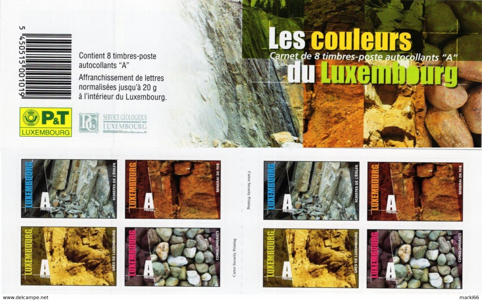 Luxembourg - 2005 - Colours Of Luxembourg - Minerals And Rocks - Mint Self-adhesive Stamp Booklet - Markenheftchen