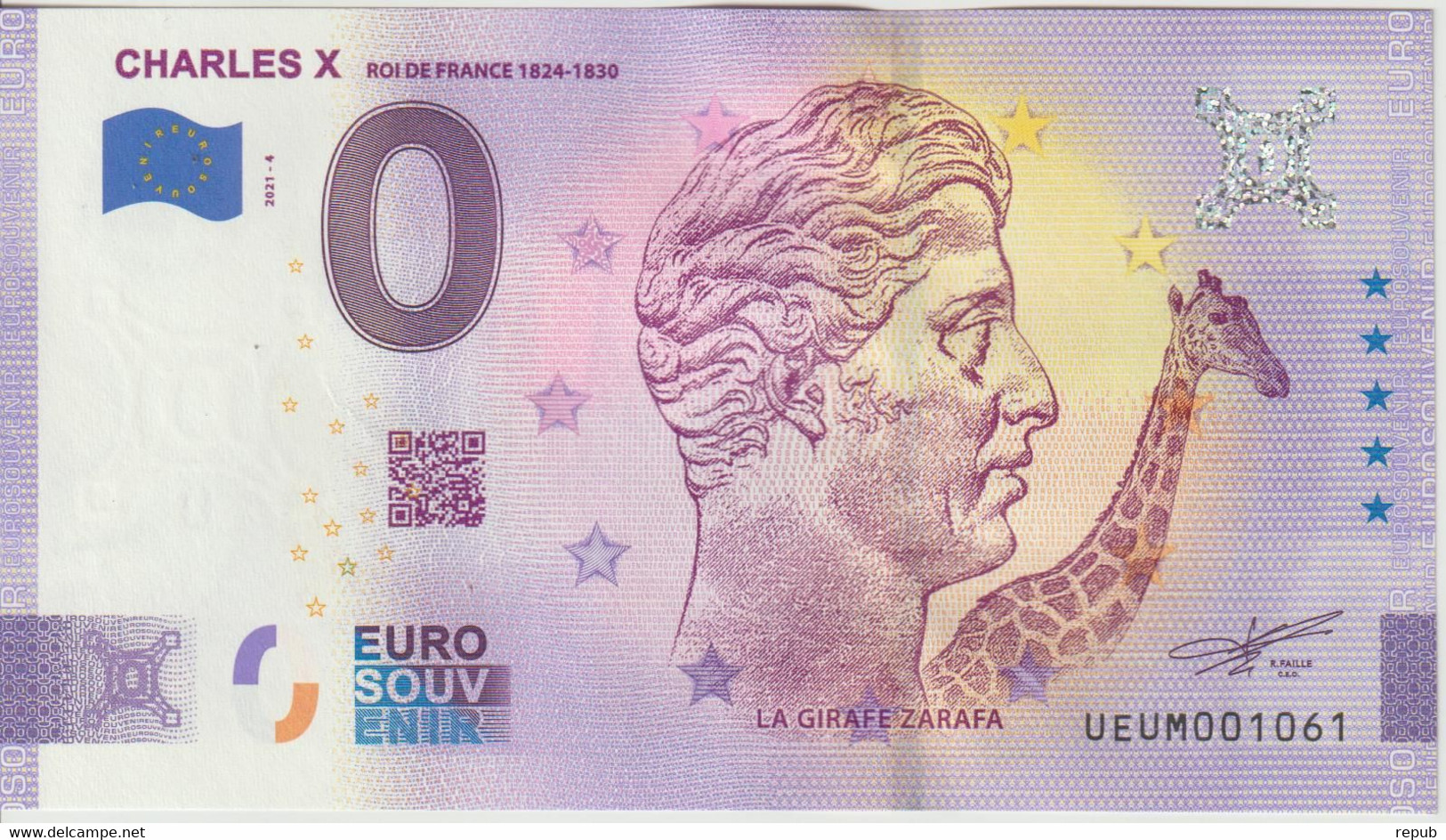 Billet Touristique 0 Euro Souvenir France 63 Charles X 2021-4 N°UEUM001061 - Essais Privés / Non-officiels