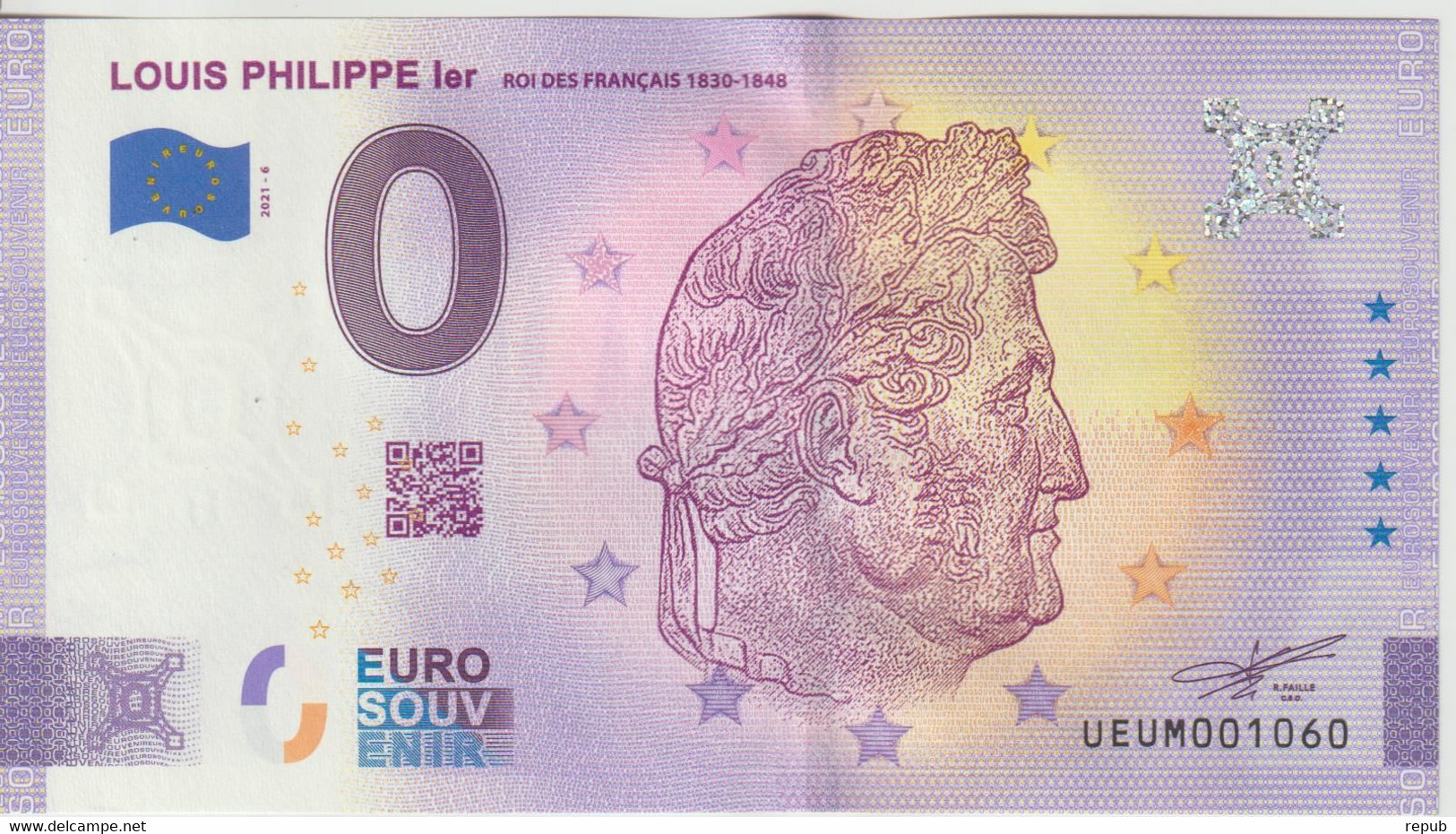 Billet Touristique 0 Euro Souvenir France 63 Louis Philippe 1er 2021-6 N°UEUM001060 - Pruebas Privadas