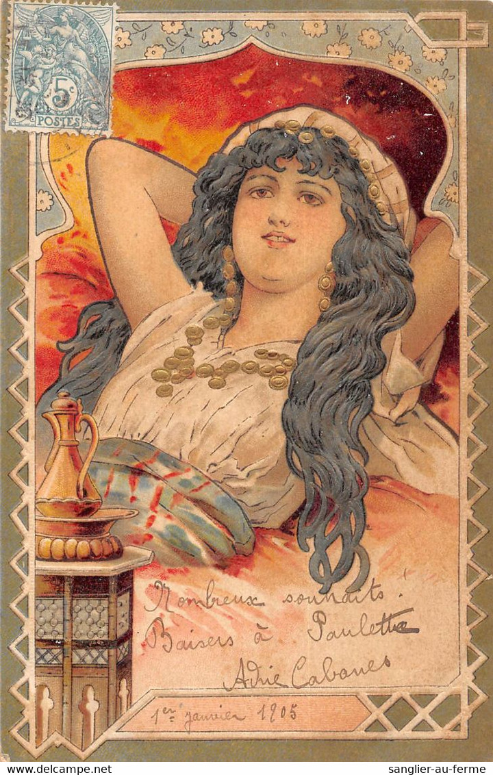 CPA ILLUSTRATEUR ART NOUVEAU FEMME DES ANNEES 1900 AUX CHEVEUX DENOUES ANNEE 1905 - Other & Unclassified