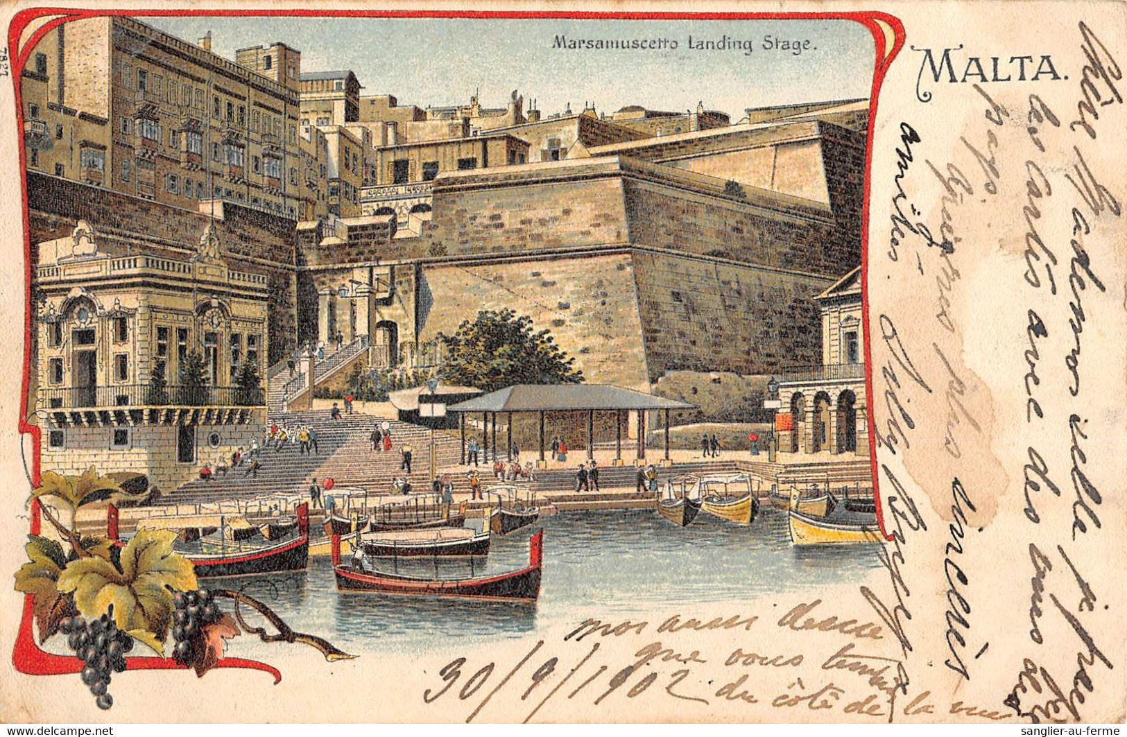 CPA MALTA ILLUSTRATEUR MARSAMUSCETTO LANDING STAGE - Malte