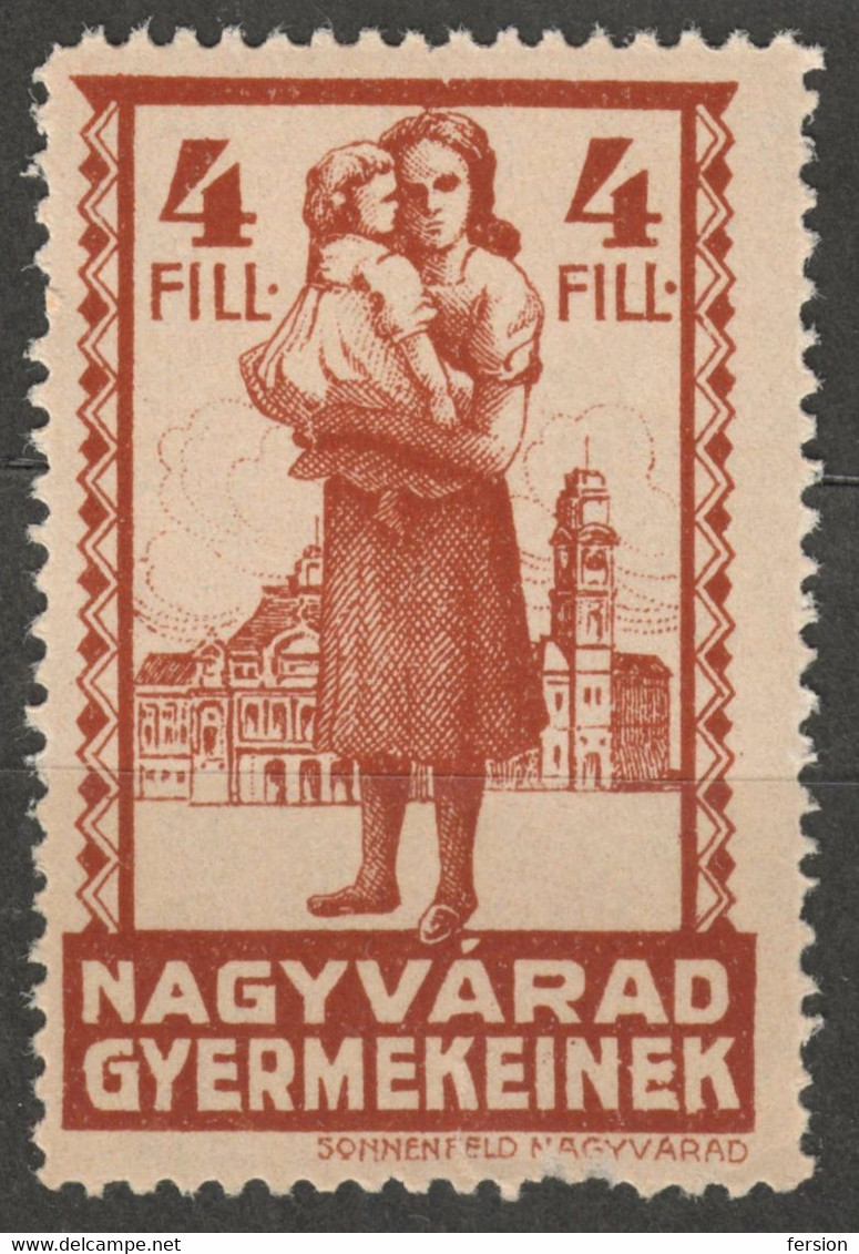 CHILDREN AID Charity - Cinderella Label Vignette - 1910's Hungary / Romania / Transylvania - Nagyvárad / Oradea - Mother - Transilvania