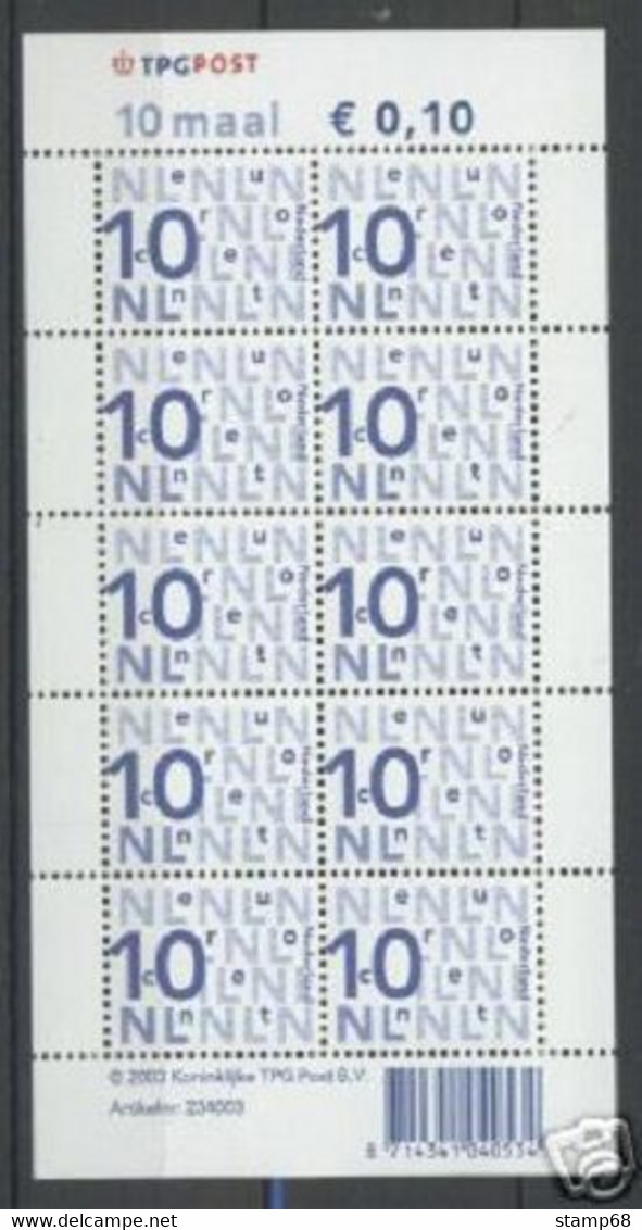 Nederland NVPH 2135 Va2135b Vel Bijplakzegels TPG Post I Fosfor 2003 MNH Postfris - Unused Stamps