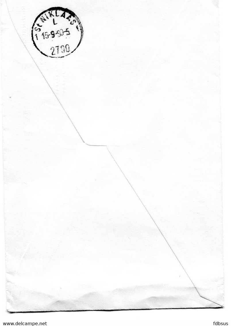 1980 Enveloppe Van KON. VLAAMSE OPERA ANTWERPEN Gefr. 5 Fr Catnr 1960 - Stomme Stempel + Stempel Op Keerzijde - 1977-1985 Cijfer Op De Leeuw