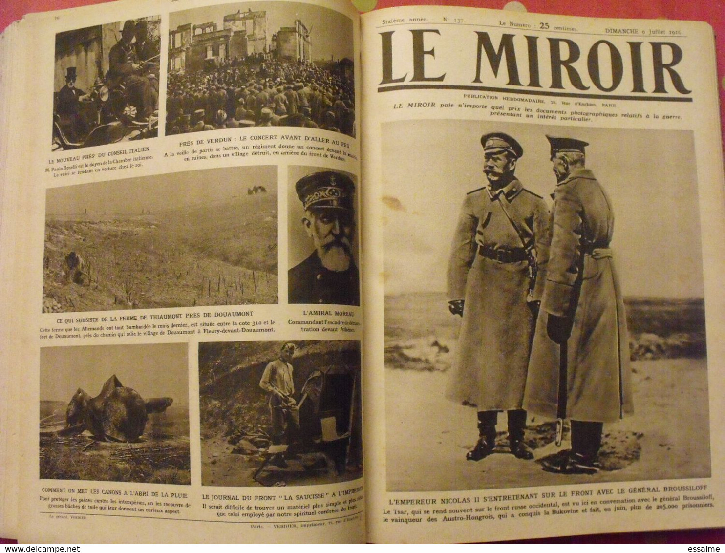 Le Miroir Recueil Reliure 1916 (année Complète 53 N° ). Guerre 14-18 Très Illustrée, Documentée. Zeppelin Avion Soldats - Oorlog 1914-18