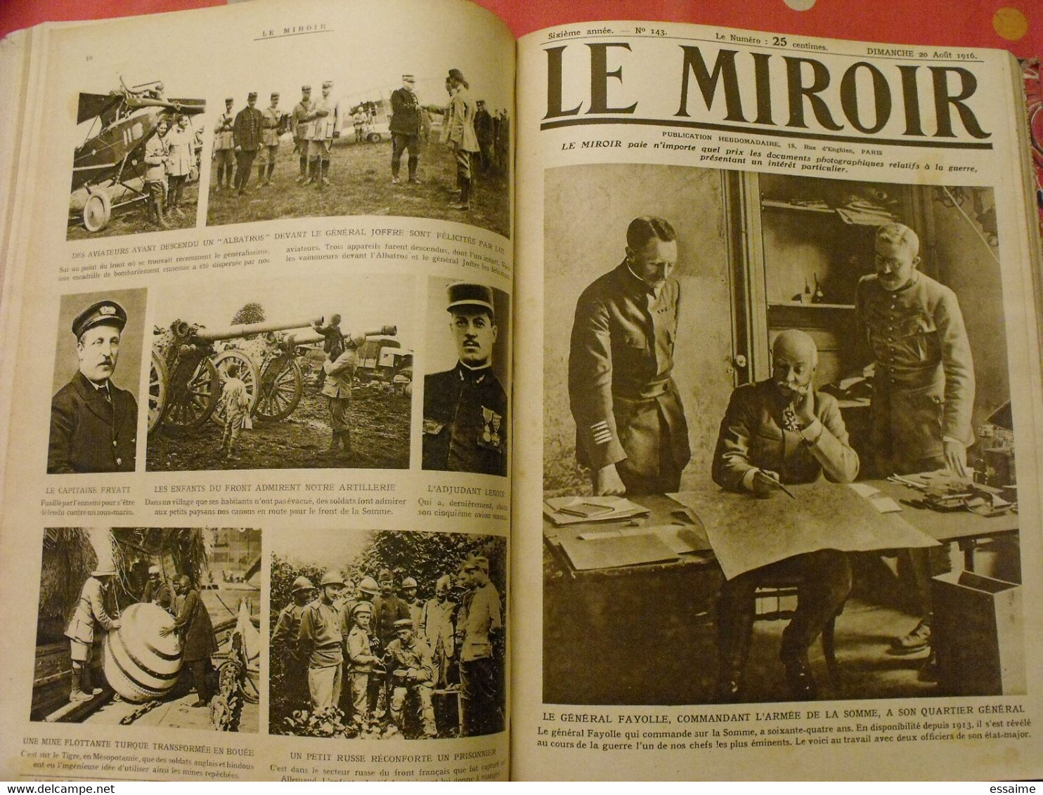 Le miroir recueil reliure 1916 (année complète 53 n° ). guerre 14-18 très illustrée, documentée. zeppelin avion soldats