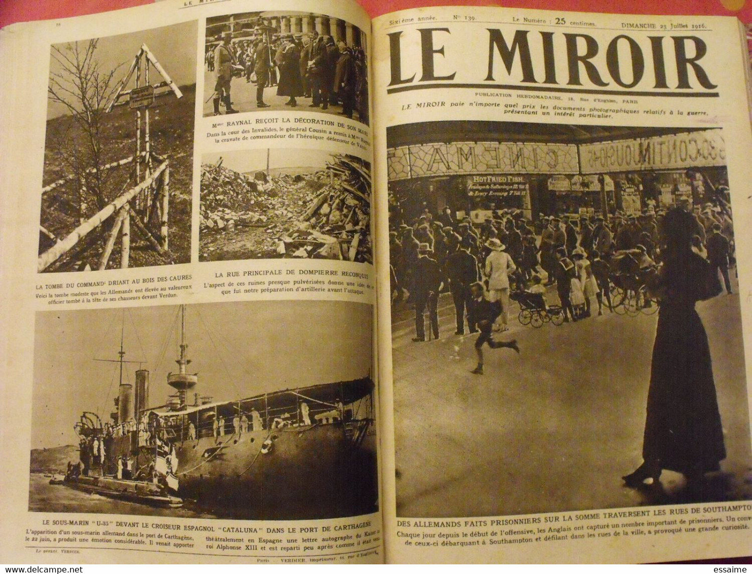 Le miroir recueil reliure 1916 (année complète 53 n° ). guerre 14-18 très illustrée, documentée. zeppelin avion soldats