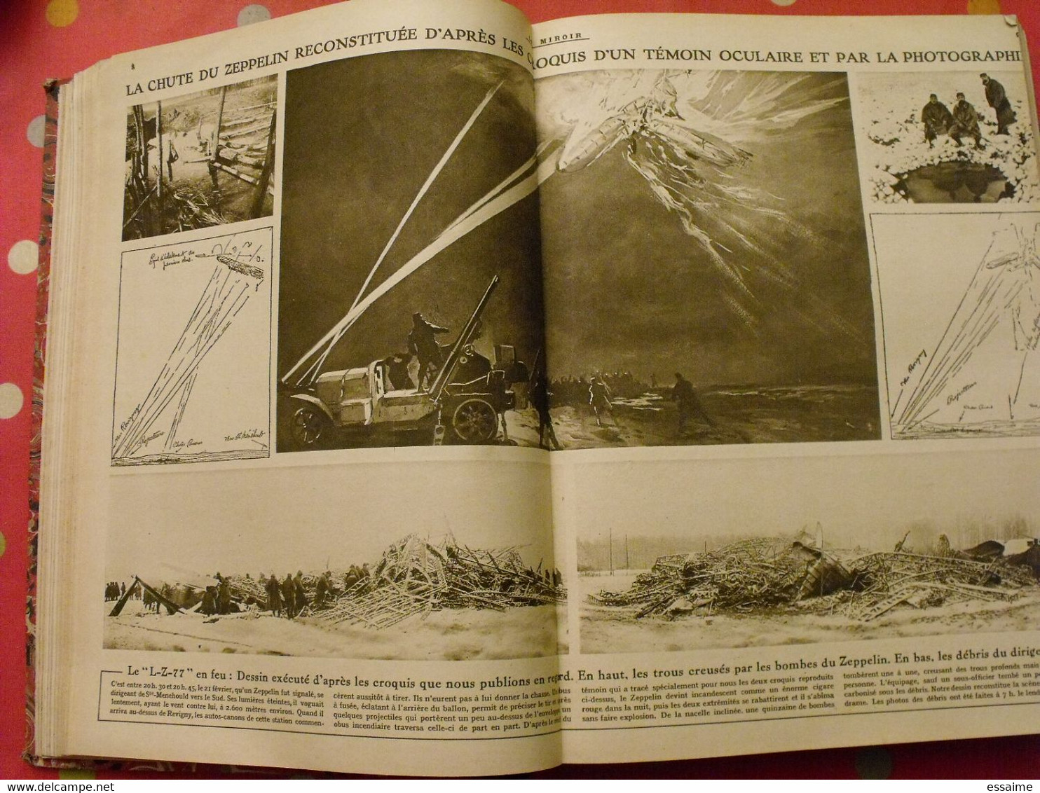 Le miroir recueil reliure 1916 (année complète 53 n° ). guerre 14-18 très illustrée, documentée. zeppelin avion soldats