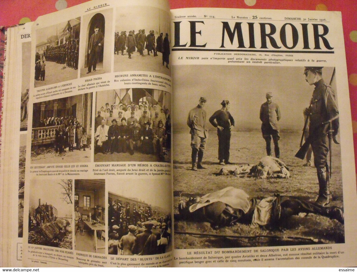 Le miroir recueil reliure 1916 (année complète 53 n° ). guerre 14-18 très illustrée, documentée. zeppelin avion soldats