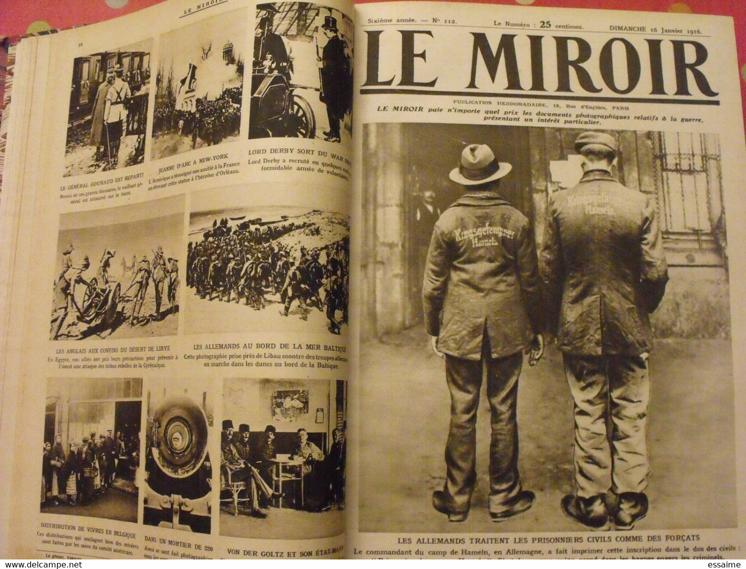 Le miroir recueil reliure 1916 (année complète 53 n° ). guerre 14-18 très illustrée, documentée. zeppelin avion soldats