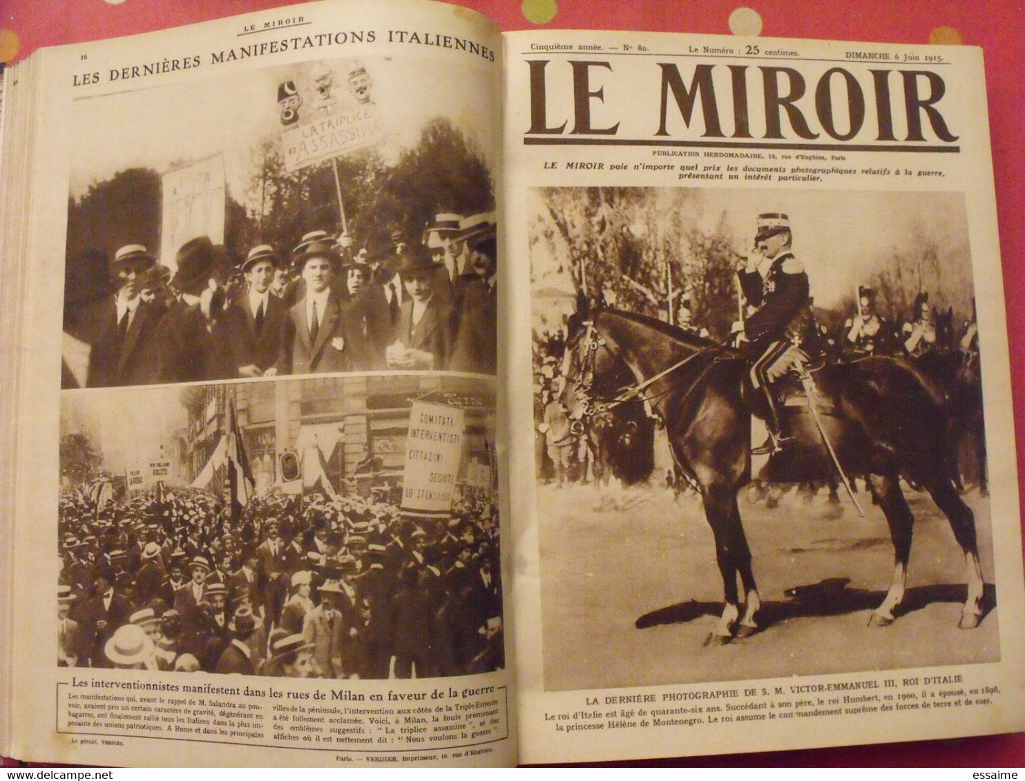 Le Miroir Recueil Reliure 1915 (année Complète 52 N°). Guerre 14-18 Très Illustrée, Documentée. Zeppelin Avion Soldats - Guerre 1914-18