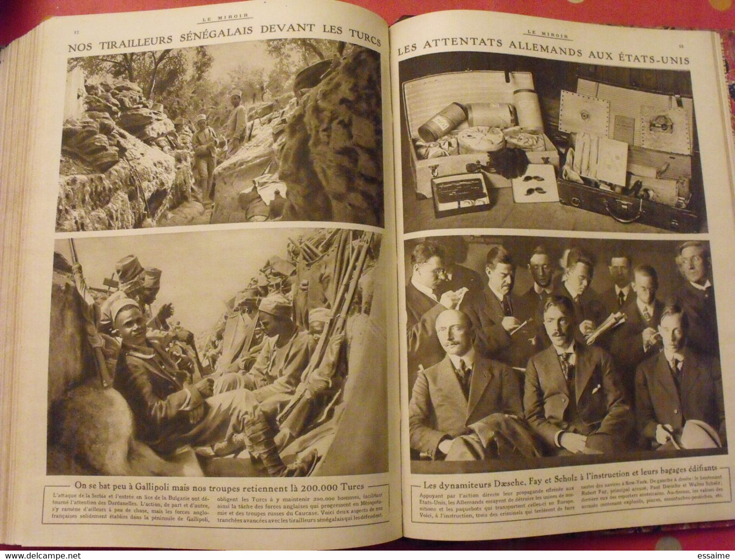 Le miroir recueil reliure 1915 (année complète 52 n°). guerre 14-18 très illustrée, documentée. zeppelin avion soldats