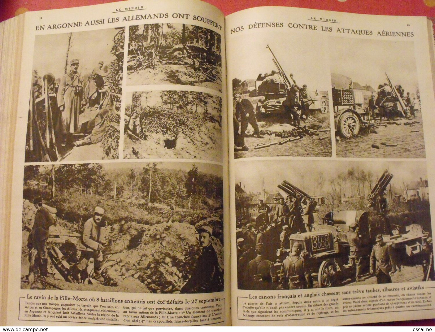 Le miroir recueil reliure 1915 (année complète 52 n°). guerre 14-18 très illustrée, documentée. zeppelin avion soldats