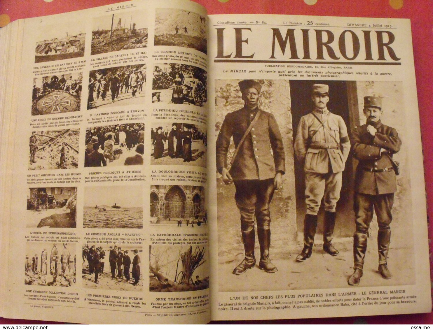 Le miroir recueil reliure 1915 (année complète 52 n°). guerre 14-18 très illustrée, documentée. zeppelin avion soldats