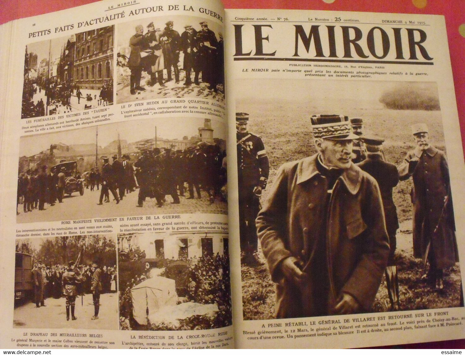 Le miroir recueil reliure 1915 (année complète 52 n°). guerre 14-18 très illustrée, documentée. zeppelin avion soldats