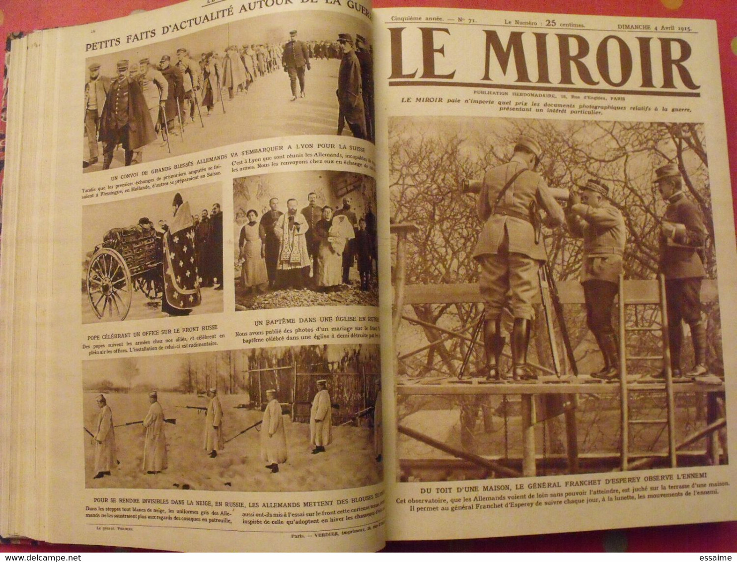 Le miroir recueil reliure 1915 (année complète 52 n°). guerre 14-18 très illustrée, documentée. zeppelin avion soldats