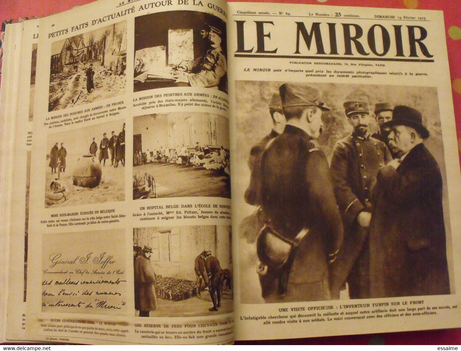 Le miroir recueil reliure 1915 (année complète 52 n°). guerre 14-18 très illustrée, documentée. zeppelin avion soldats