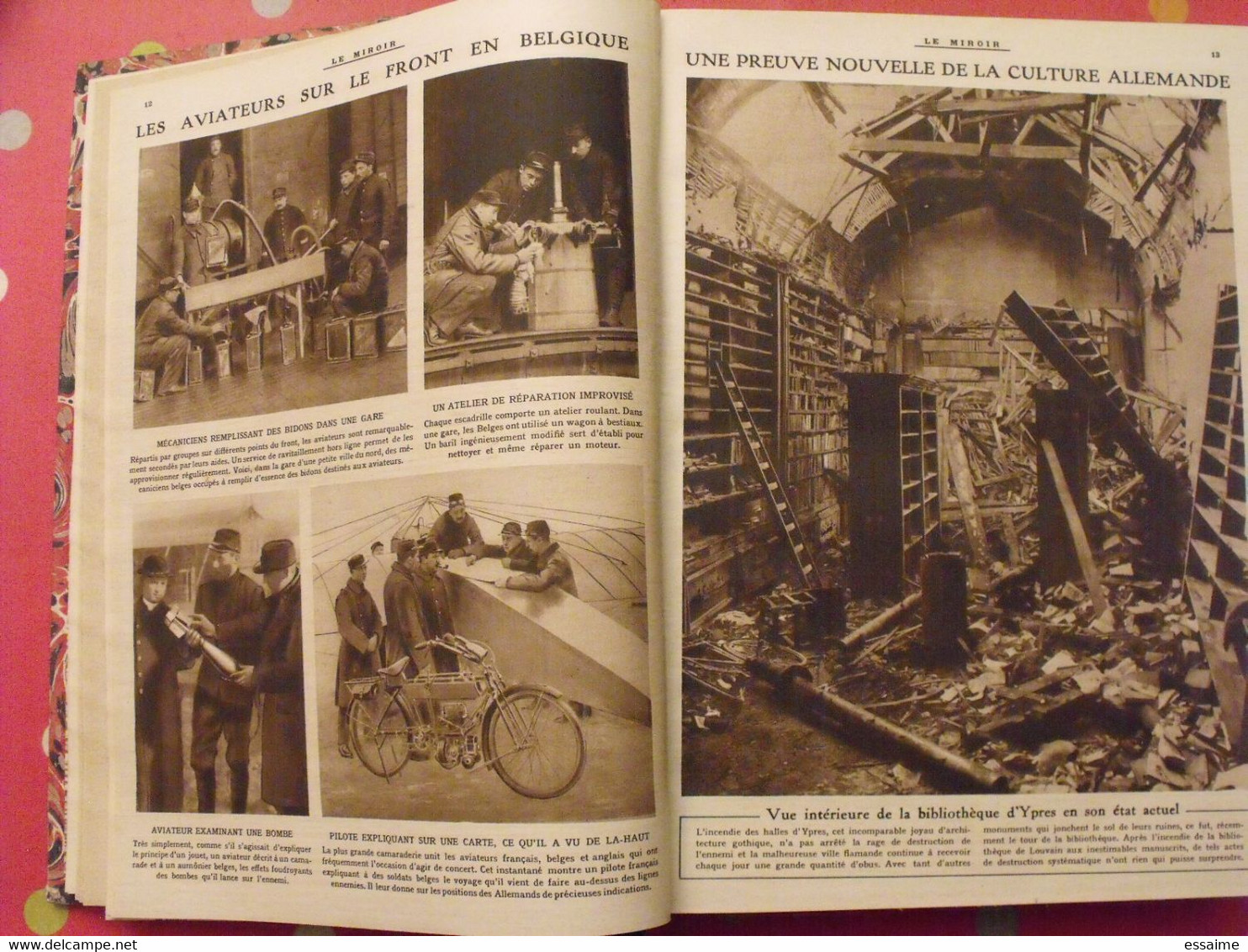 Le miroir recueil reliure 1915 (année complète 52 n°). guerre 14-18 très illustrée, documentée. zeppelin avion soldats