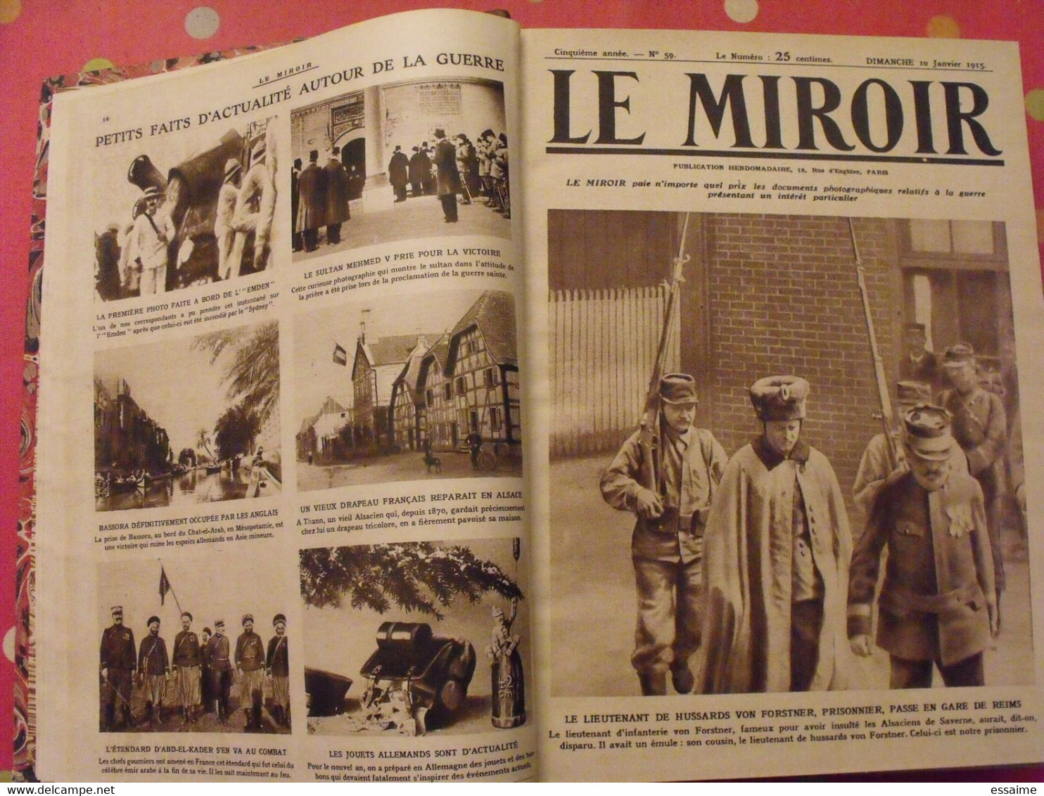 Le miroir recueil reliure 1915 (année complète 52 n°). guerre 14-18 très illustrée, documentée. zeppelin avion soldats