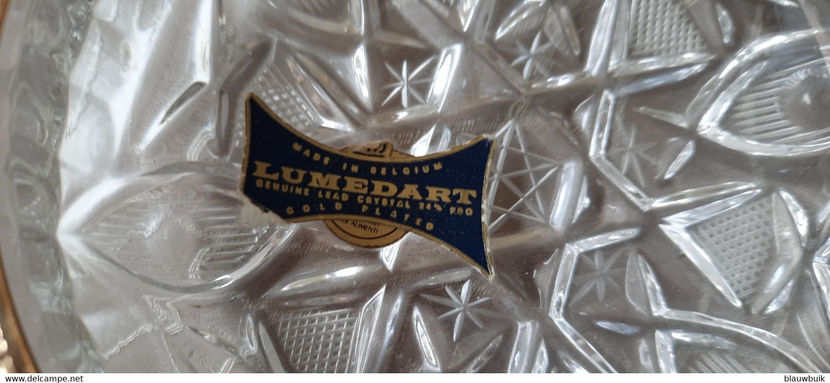 Vintage Lumedart Loodkristal & Vergulde Asbak - Other & Unclassified