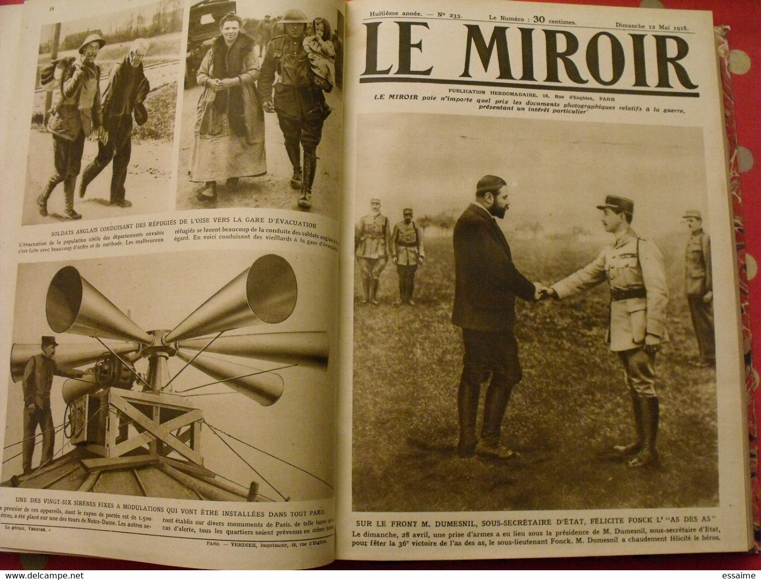 Le miroir recueil reliure 1918 (52 n°). 14-18 très illustrée, documentée. armistice russie bolcheviks