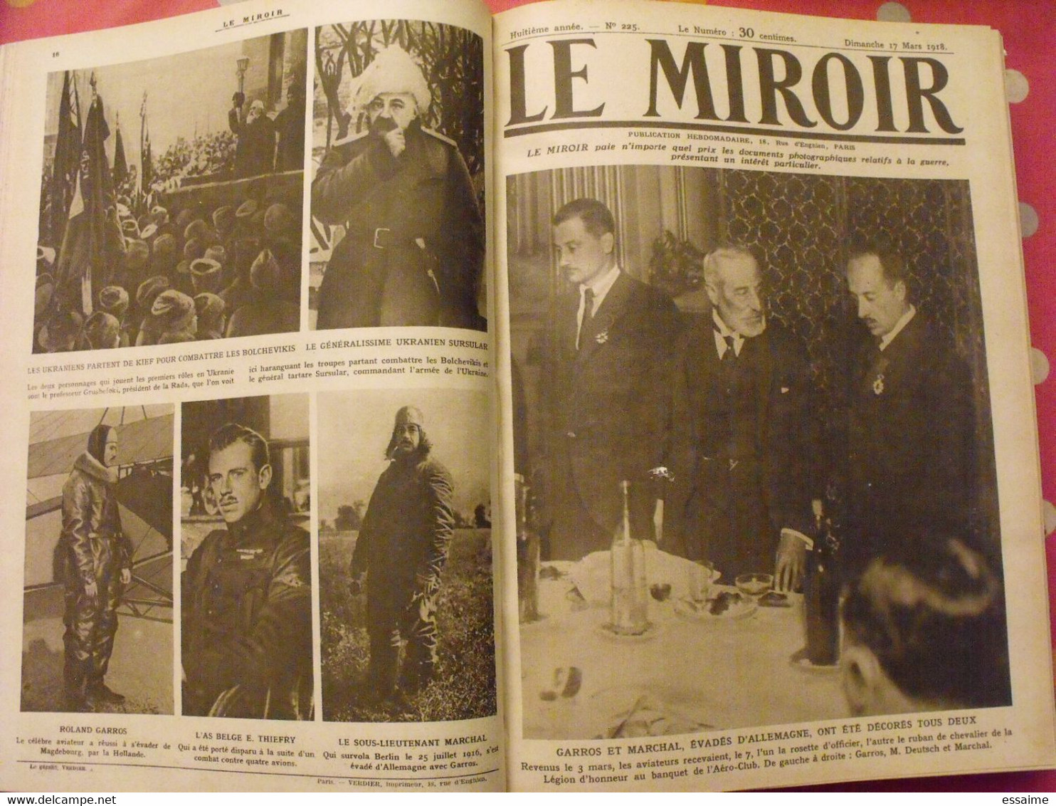 Le miroir recueil reliure 1918 (52 n°). 14-18 très illustrée, documentée. armistice russie bolcheviks