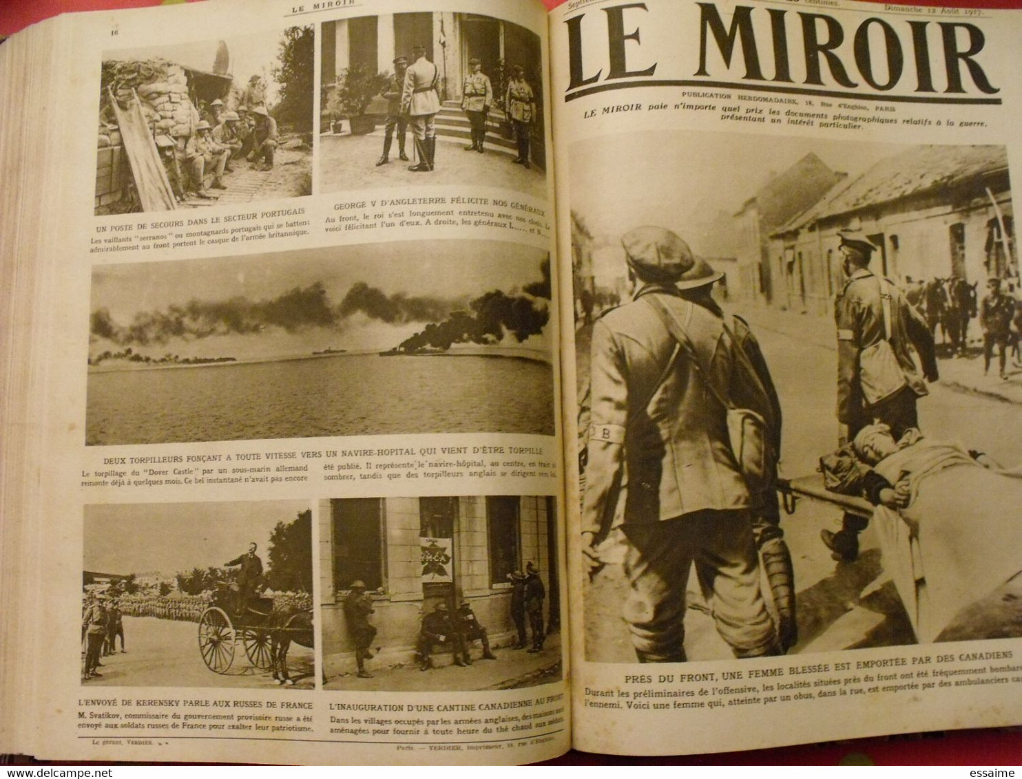 Le miroir recueil reliure 1917 (52 n°). guerre14-18 très illustrée, documentée. révolution russe bolcheviks