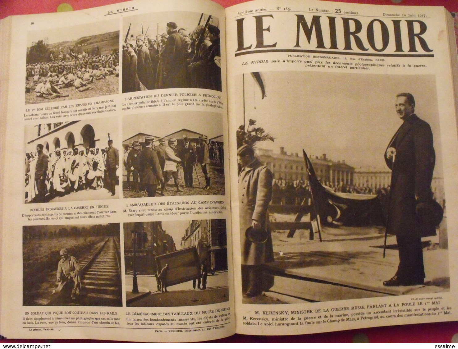 Le miroir recueil reliure 1917 (52 n°). guerre14-18 très illustrée, documentée. révolution russe bolcheviks