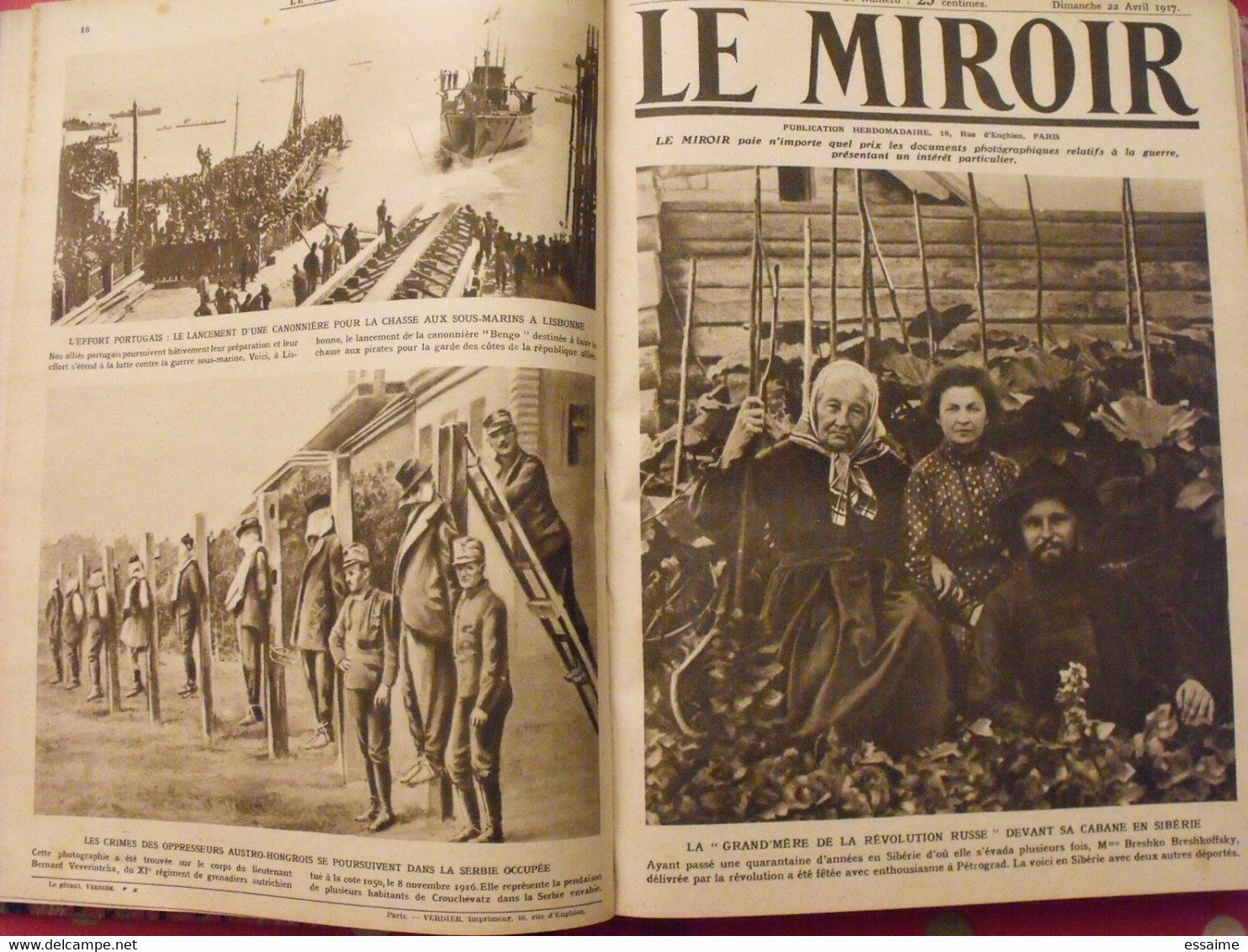 Le miroir recueil reliure 1917 (52 n°). guerre14-18 très illustrée, documentée. révolution russe bolcheviks