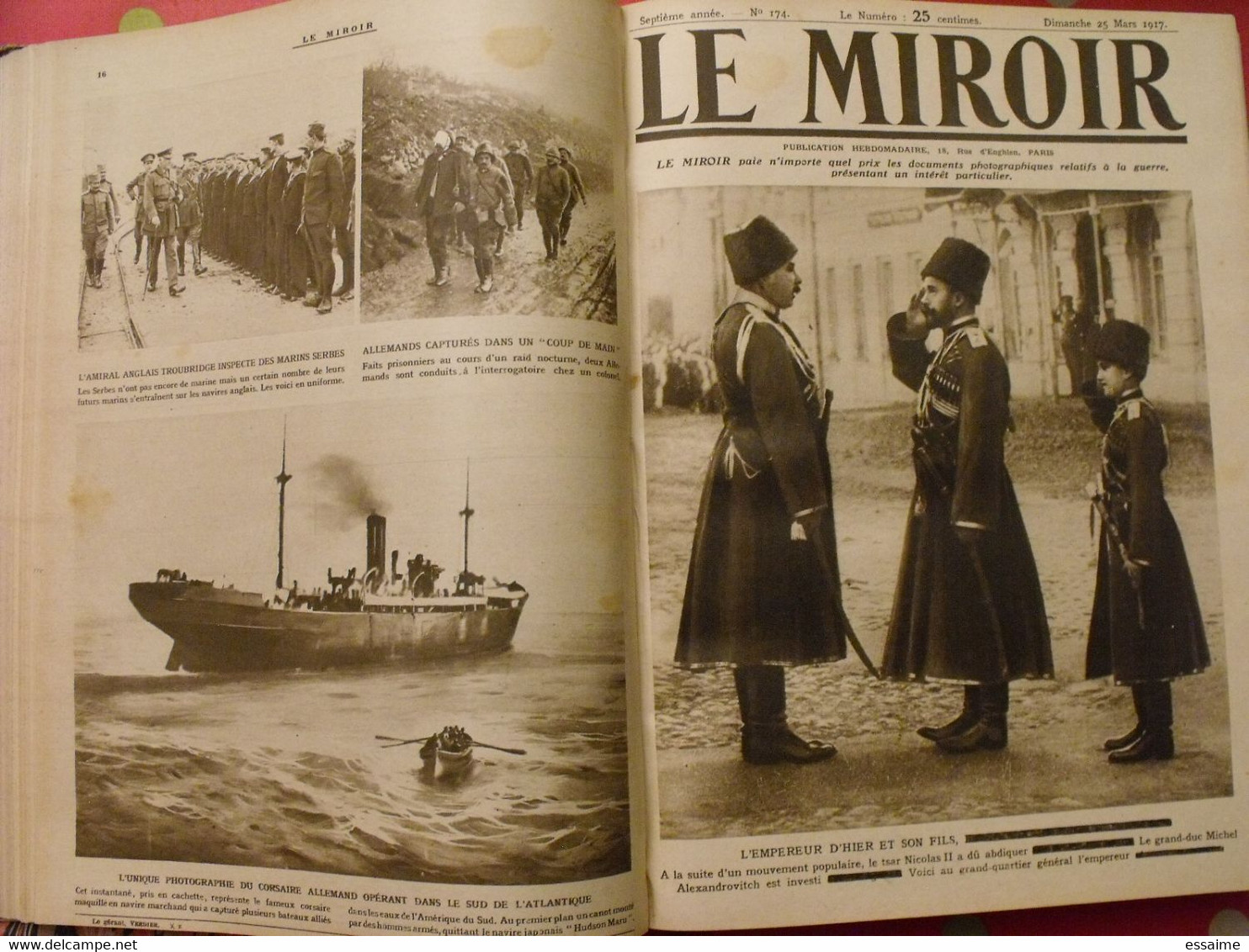 Le miroir recueil reliure 1917 (52 n°). guerre14-18 très illustrée, documentée. révolution russe bolcheviks