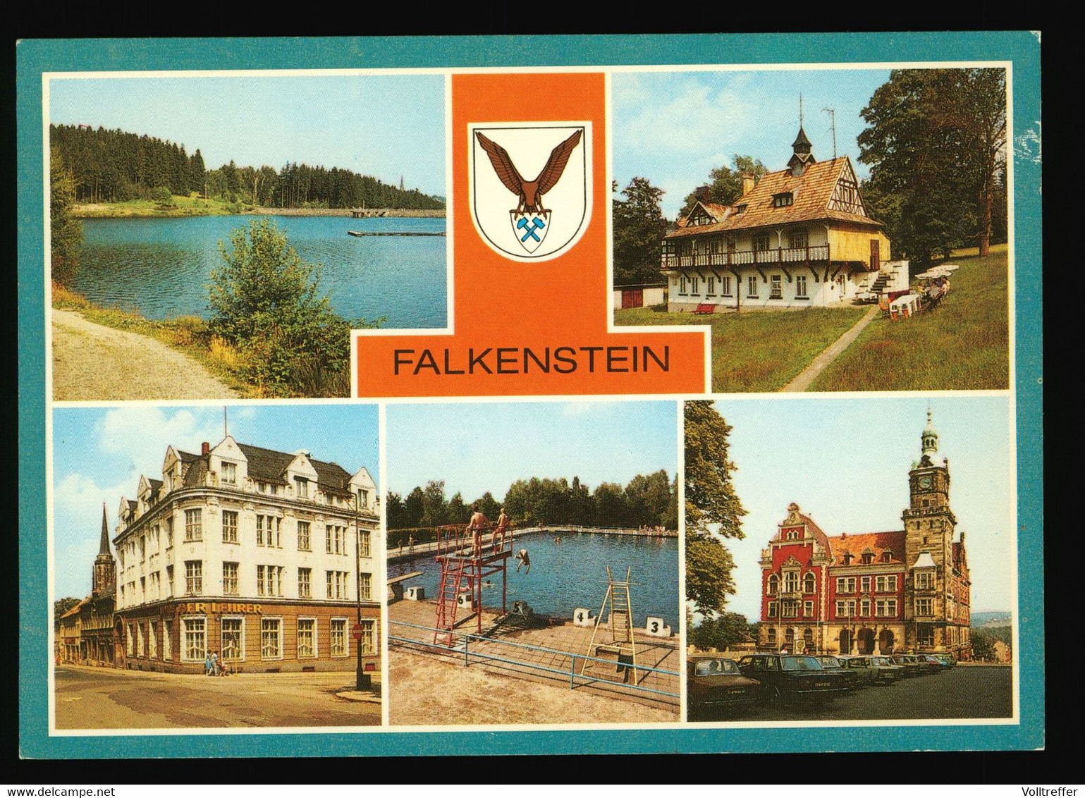 DDR Mehrbild Foto AK Um 1980 Falkenstein Im Vogtland, Freibad, Ferienheim, Rathaus - Falkenstein (Vogtland)
