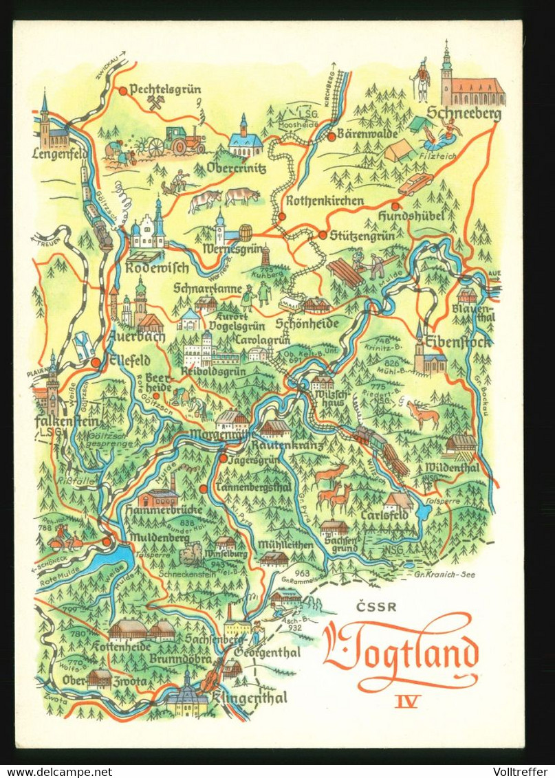 DDR AK Um 1978 Das Vogtland IV, Landkarte, Plan - Vogtland