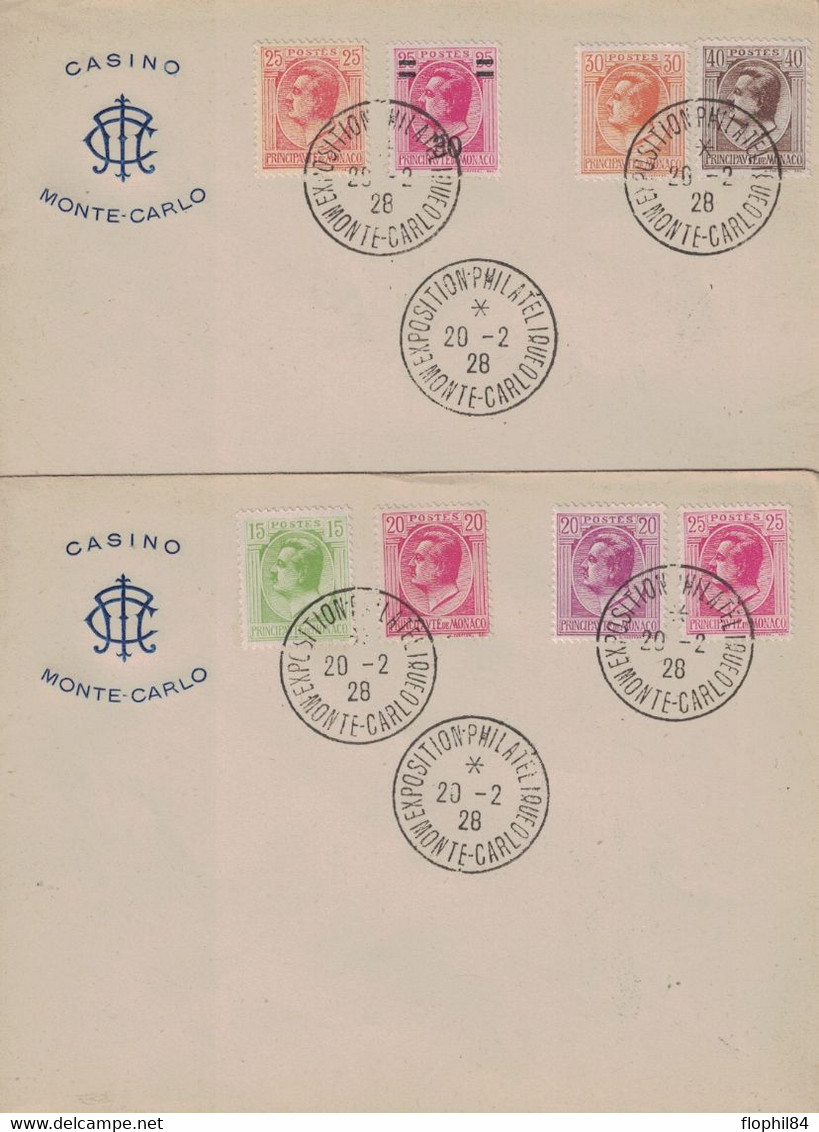 MONACO - EXPOSITION PHILATELIQUE - MONTE CARLO - LE 20-2-1928 - 4 ENVELOPPES. - Poststempel