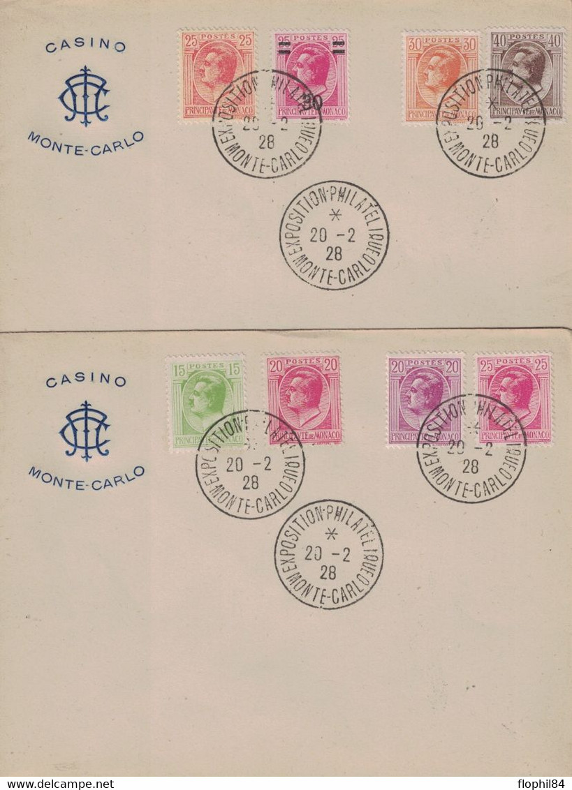 MONACO - EXPOSITION PHILATELIQUE - MONTE CARLO - LE 20-2-1928 - 4 ENVELOPPES. - Postmarks