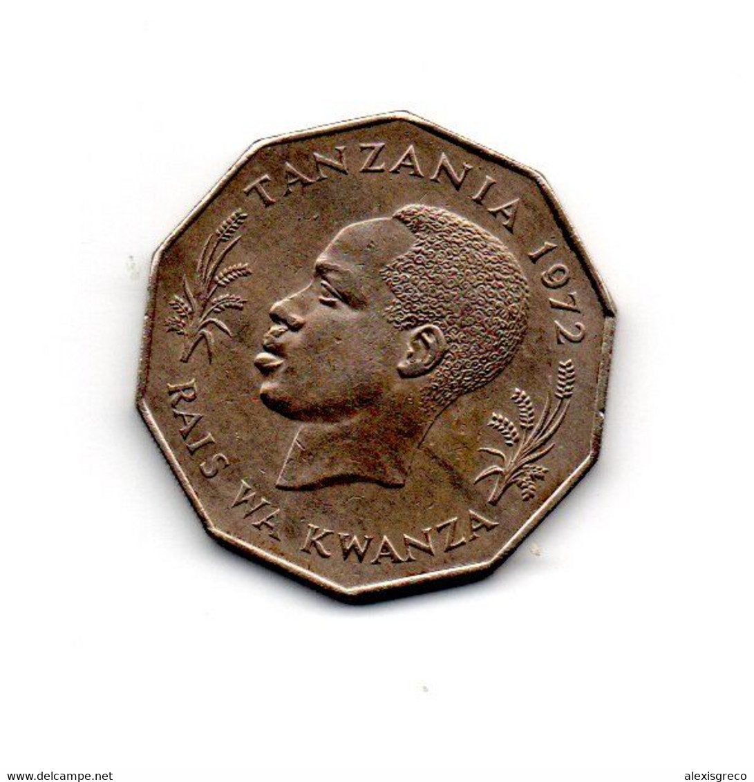 TANZANIA 1972 FIVE SHILLINGS NYERERE Copper-Nickel Ten Sided Coin. - Tanzanie