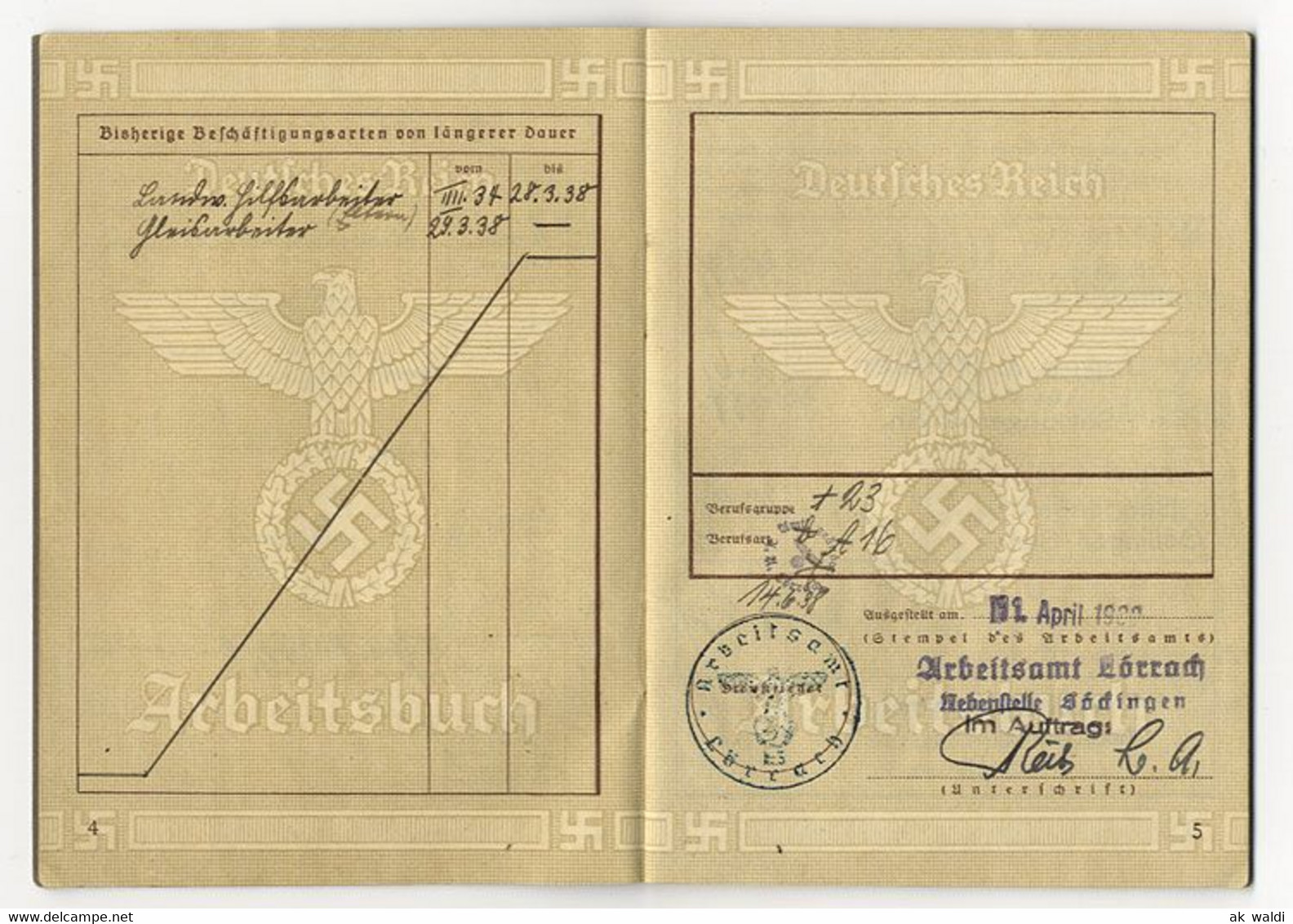 Deutsches Reich, Arbeitsbuch - Historical Documents