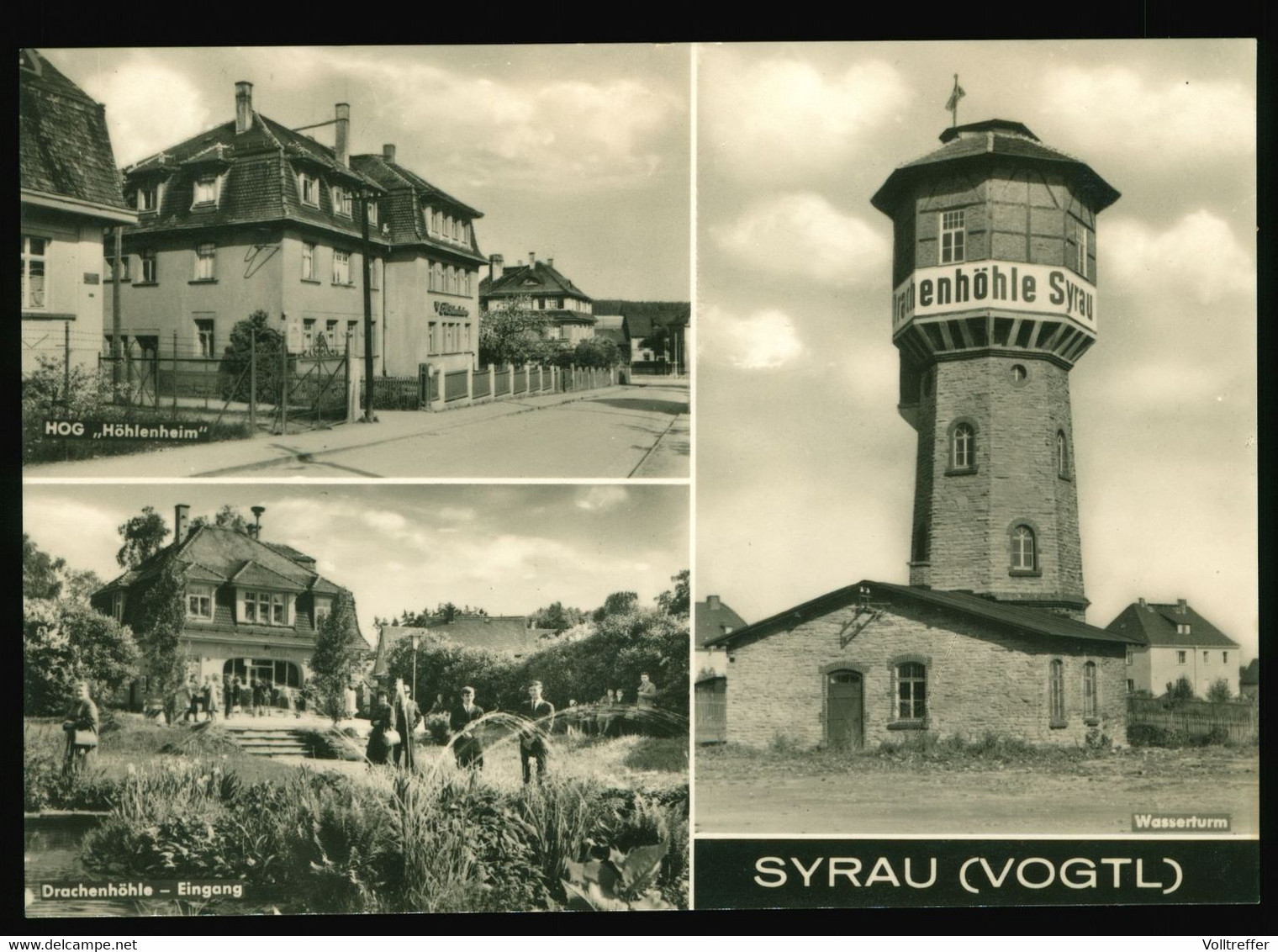 DDR Foto AK Um 1968 Syrau Im Vogtland, HOG Höhlenheim, Drachenhöhle, Wasserturm - Syrau (Vogtland)