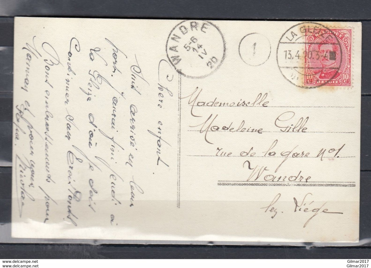 Postkaart Van La Gleize Naar Wandre - 1915-1920 Albert I