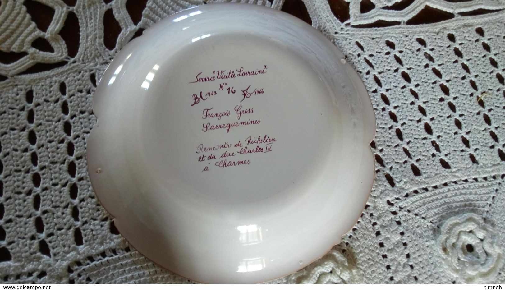 François GROSS Sarreguemines Assiette Creuse CHARMES Richelieu Charles IV  - Service Vieille Lorraine 1966 Bicentenaire - Sarreguemines (FRA)