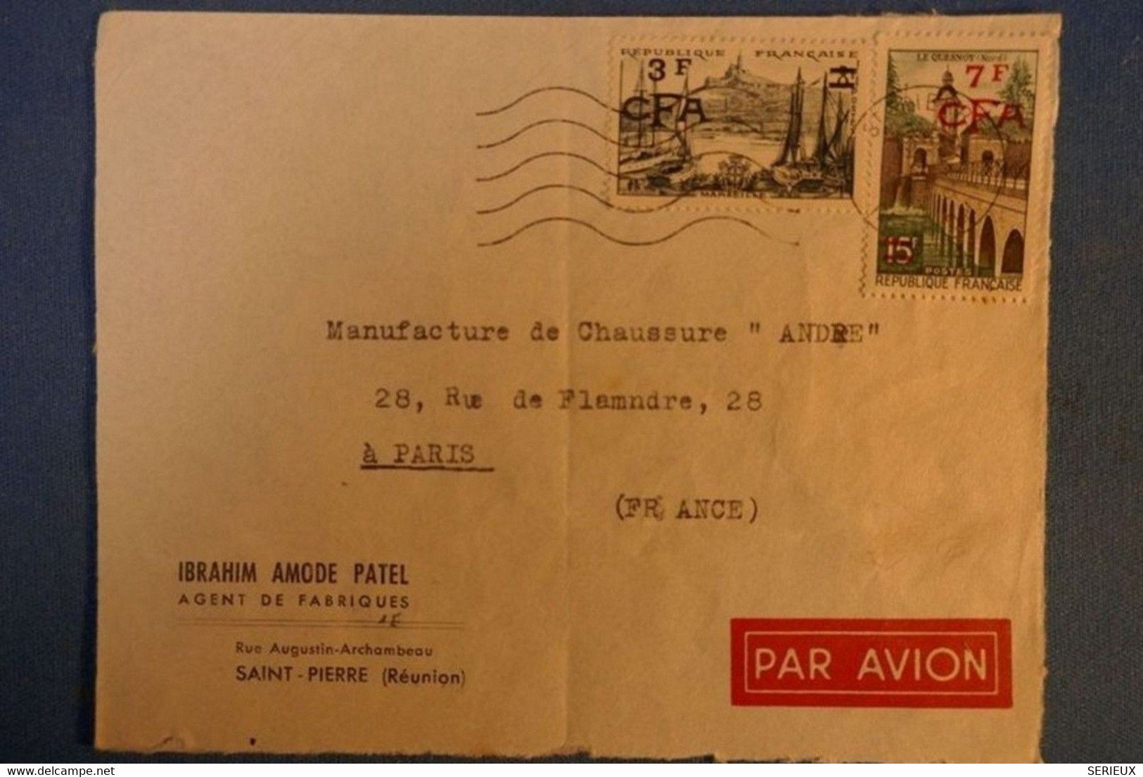 E11 LA REUNION BELLE LETTRE 1967 PAR AVION SAINT PIERRE POUR PARIS FRANCE + SURCHARGES TP + AFFRANC. PLAISANT - Briefe U. Dokumente