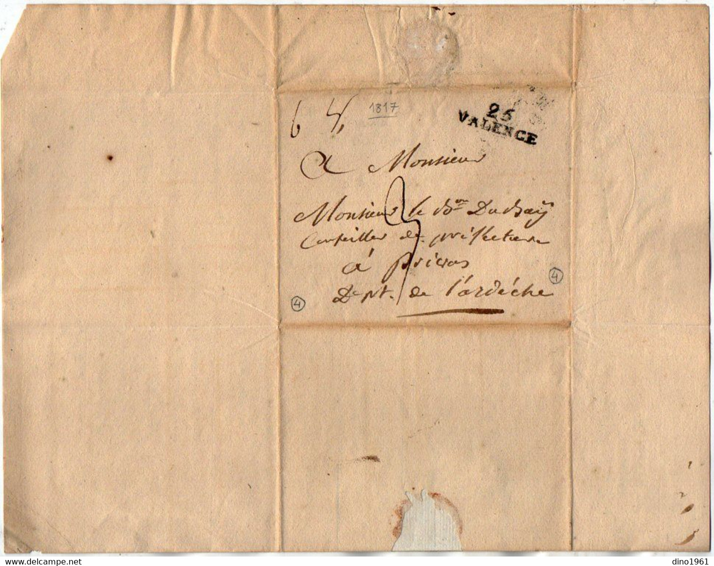 VP18.197 - MILITARIA - VALENCE X PRIVAS 1817 - Lettre De Mr Le Commandant PLANTA De WILDENBERG - Documenti