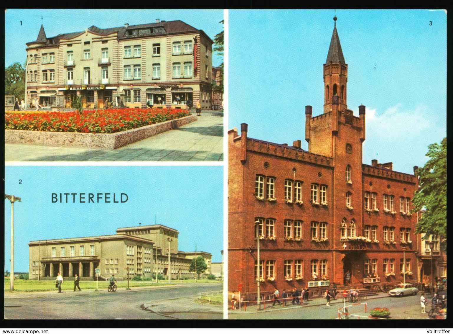 DDR Foto AK Um 1975 Bitterfeld, Hotel Central, Kulturpalast, Rathaus - Bitterfeld